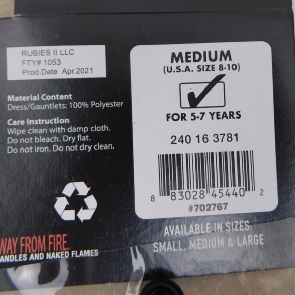 NWT DC Batman Batgirl Halloween Costume Dress Armbands Mask Girl's Medium New - Picture 8 of 8